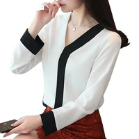 2021 spring and summer new womens long sleeve v neck chiffon top fashionable hong kong style casual shirt blouses b092