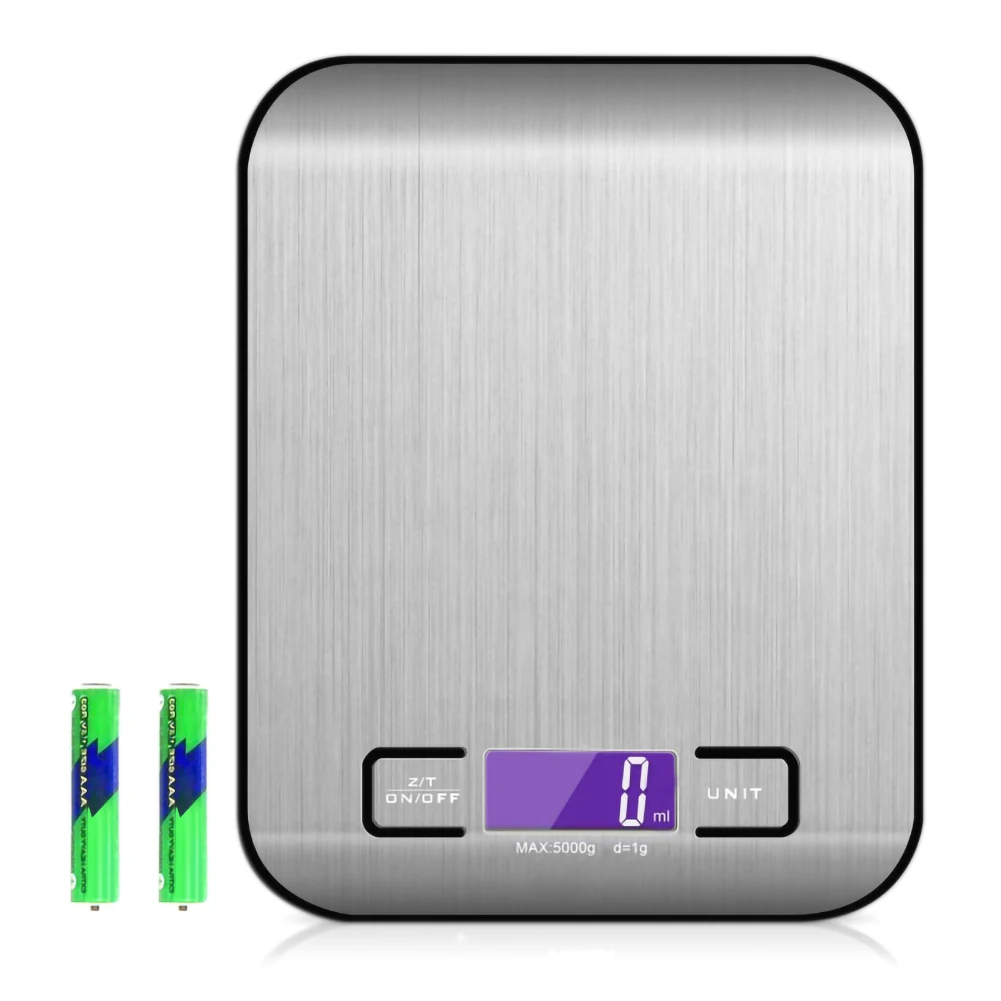 

10/5Kg Kitchen Weight Electronics Scale Stainless Steel Food Diet Postal Balance Cuisine Measuring Tool LCD Digital Gram Scales