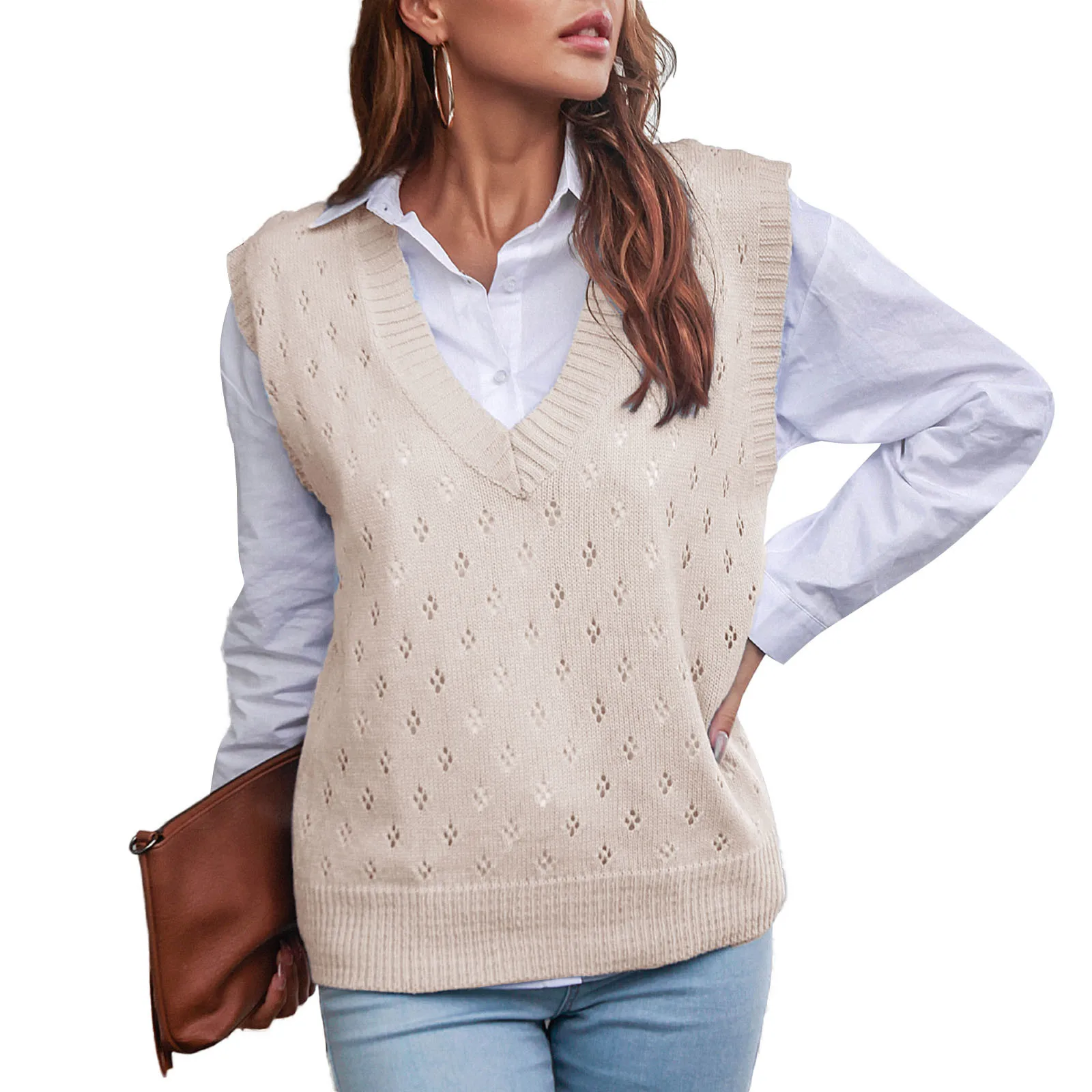 

Свитеры, осенне-зимняя одежда, вязаный укороченный свитер с длинными рукавами, Свободный вязаный пуловер, зимний свитер, жилет, джемпер, сви...