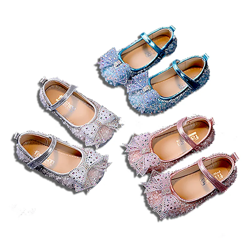 

Summer Girls Flat Princess Sandals Kids Shoes For Party Fashion Sequins Bow Rhinestone Baby Shoes Wedding Party Sandals