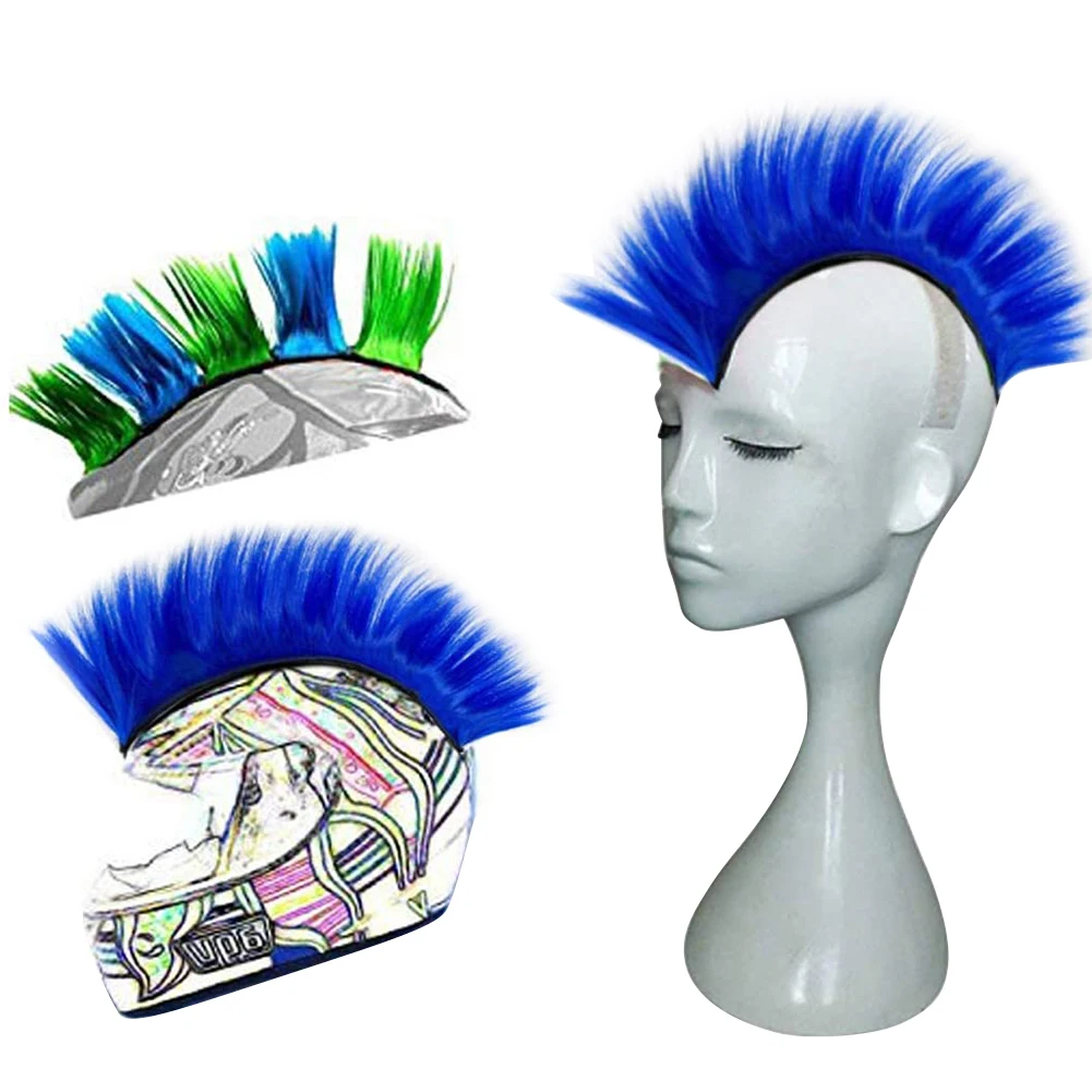 

Stick On Mohawk Universal Helmet Hawks Hair Sticker Outdoor Cycling Synthetic Wigs Racing Solid Motorcycle Accessories Reusable