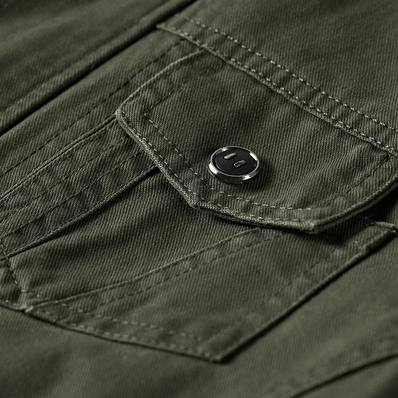 

New Autumn Jacket Men Military 95% Cotton Breathable Coat Men Casual Stand Collar Epaulet Plus Size 4XL 5XL 6XL Mens Jackets