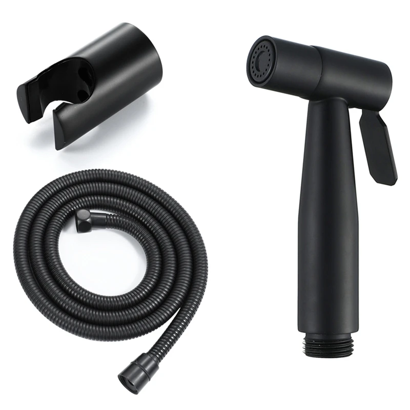 

Handheld Bidet Spray Shower Set Toilet Sprayer Douche Kit Bidet Faucet with Base and 1.5M Hose, Black