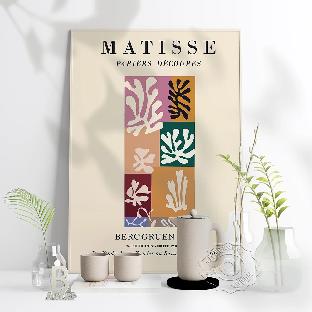 

Henri Matisse Print, Matisse Exhibition Poster, French Matisse Cutout Print, Tate Modern, Berggruen & Cie Coral Wall Art Decor