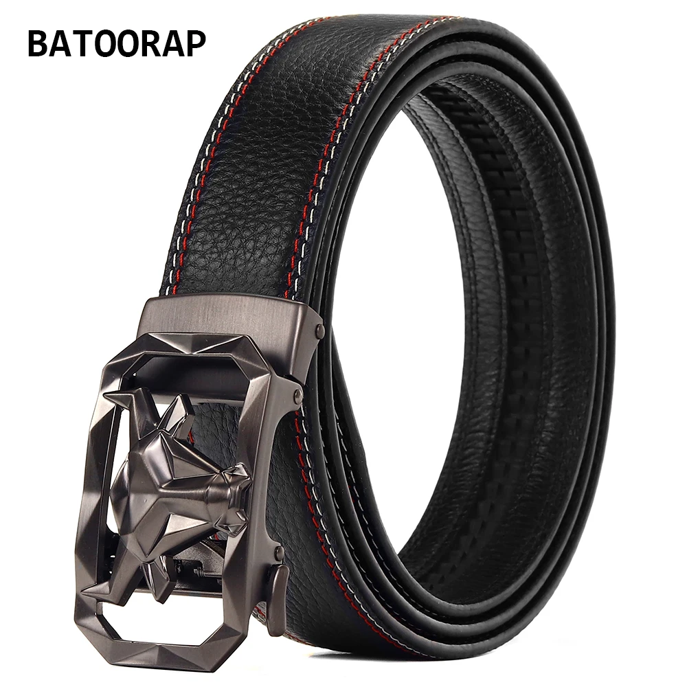 

BATOORAP Mens Genuine Leather Belts Ratchet Automatic Buckle Novelty Style Western Cowboy Jeans Black Waistband Z83P009