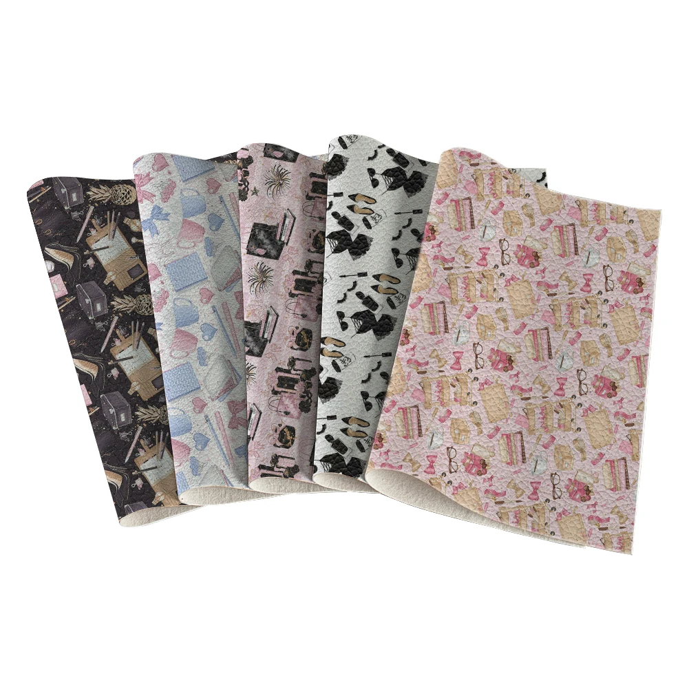 

PU Leather Heels Bag Love Fashion Style Lychee Printed For Hair Bow Handbags Wallet Phone Cover DIY Handmade Crafts 30X136CM