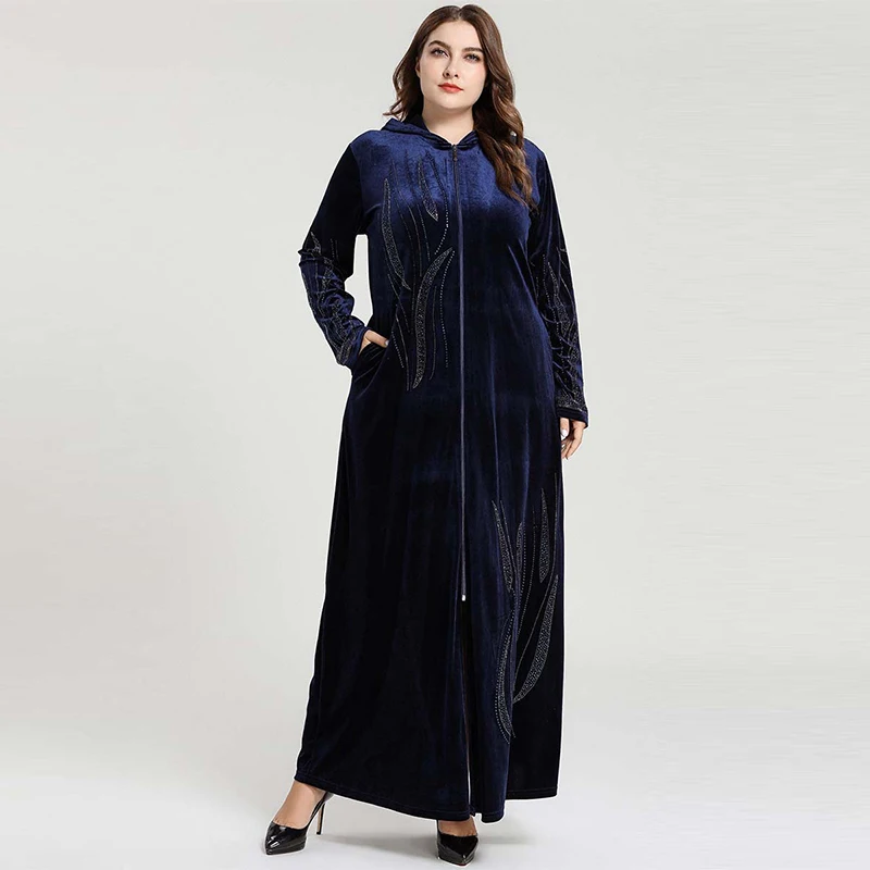 Мусульманское платье Дубай исламский большой размер женский кардиган на молнии
