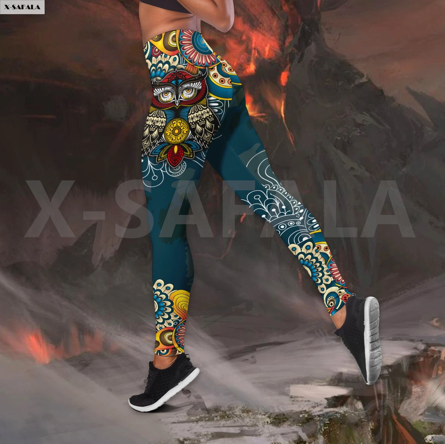 

Cute Owl Retro Two Piece Yoga Set Women 3D Print Vest Hollow Out Tank Top High Waist Legging Summer Casual Sport