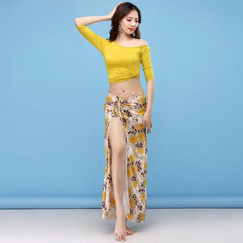 Женское платье для танца живота привлекательная длинная юбка с Боковым Разрезом