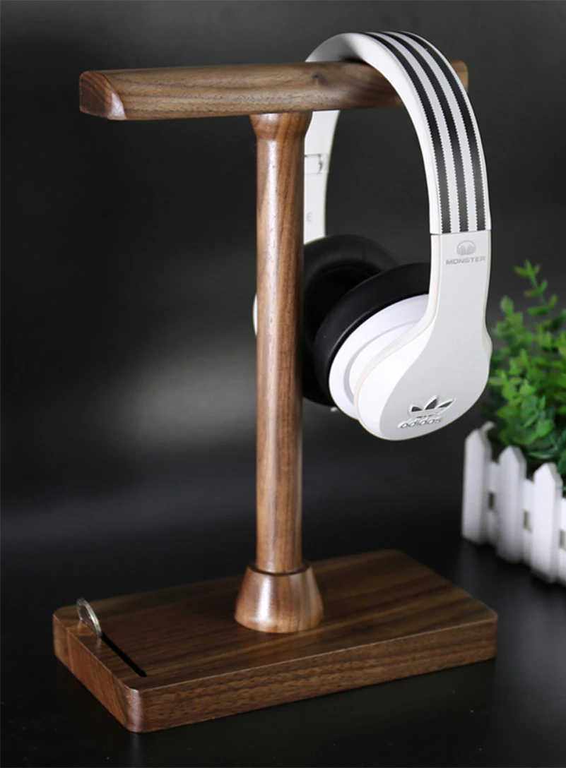 

Customized Wooden Headphone Stand Headset Display Holder Earbuds Bracket Universal Computer Gaming Wireless Headset Stand