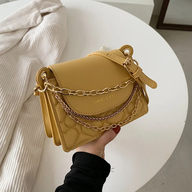 Сумка кросс-боди Женская на цепочке, саквояж на плечо из однотонной кожи, мессенджер, чемоданчик