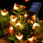 Милая светодиодная гирлянда с пчелами на солнечной батарее, уличная садовая Рождественская лампа-лента для забора, внутреннего дворика, 20 светодиодов, 30 светодиодов, 50 светодиодов