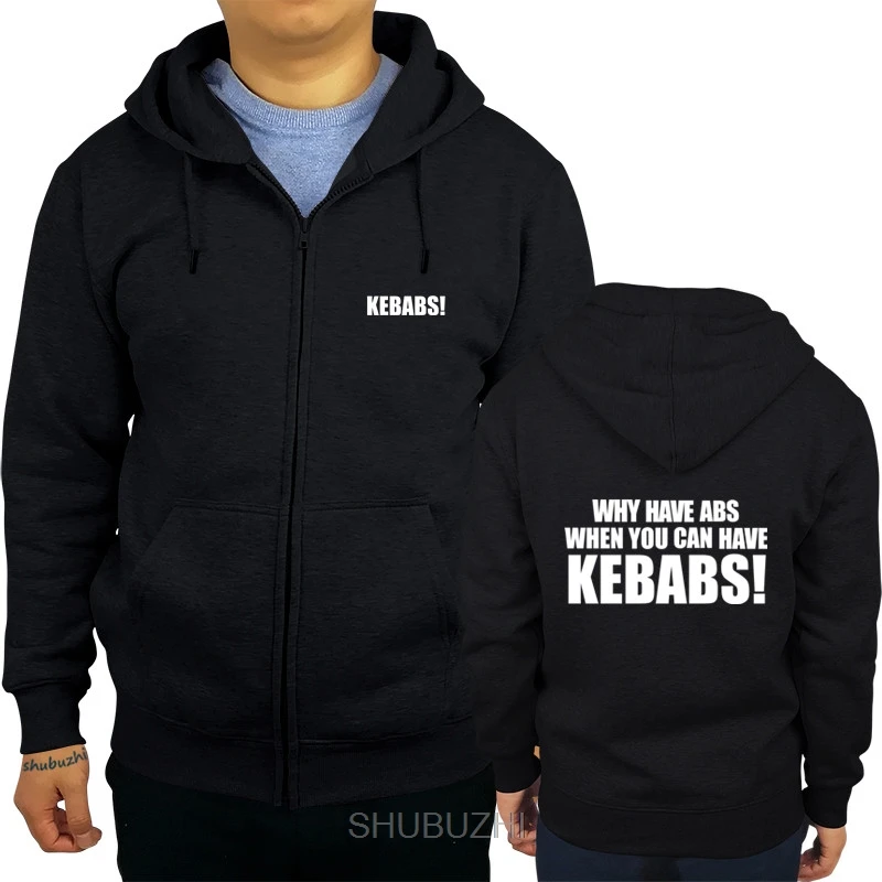 Мужская толстовка с капюшоном ABS KEBABS черная забавным принтом комедийный слоган