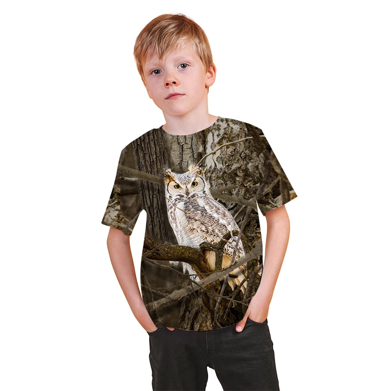 

Summer 2021 3D printed Kids T-shirt O-neck short sleeve 3D printed animal lion 3D printed Children's T shirts 4-14Year child
