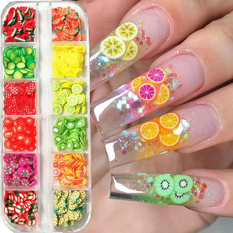 

3D Fruits Nail Art Decoration Cute Flowers Fruit Charms Clay Slice Nails Accessory Colorful Manicure Fashion Nail Salon Tools