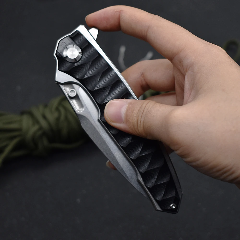 Складной нож с шариковым подшипником M390 лезвие из потертого камня G10 для кемпинга