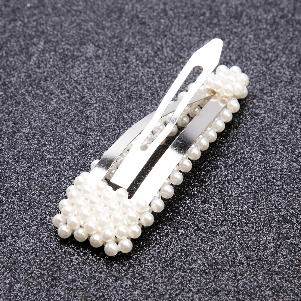 Набор модных заколок для волос с белым жемчугом женщин Геометрическая заколка
