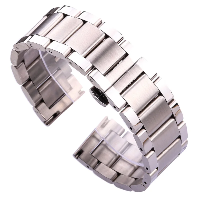 Stainless Steel Watch Band Bracelet 18 20 21 22 23 24mm Women Men Solid Metal Wristband Replacement Strap Accessories With Tool