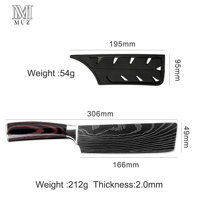 Новый стиль 7 ''японский нож шеф повара Santoku из нержавеющей стали имитация