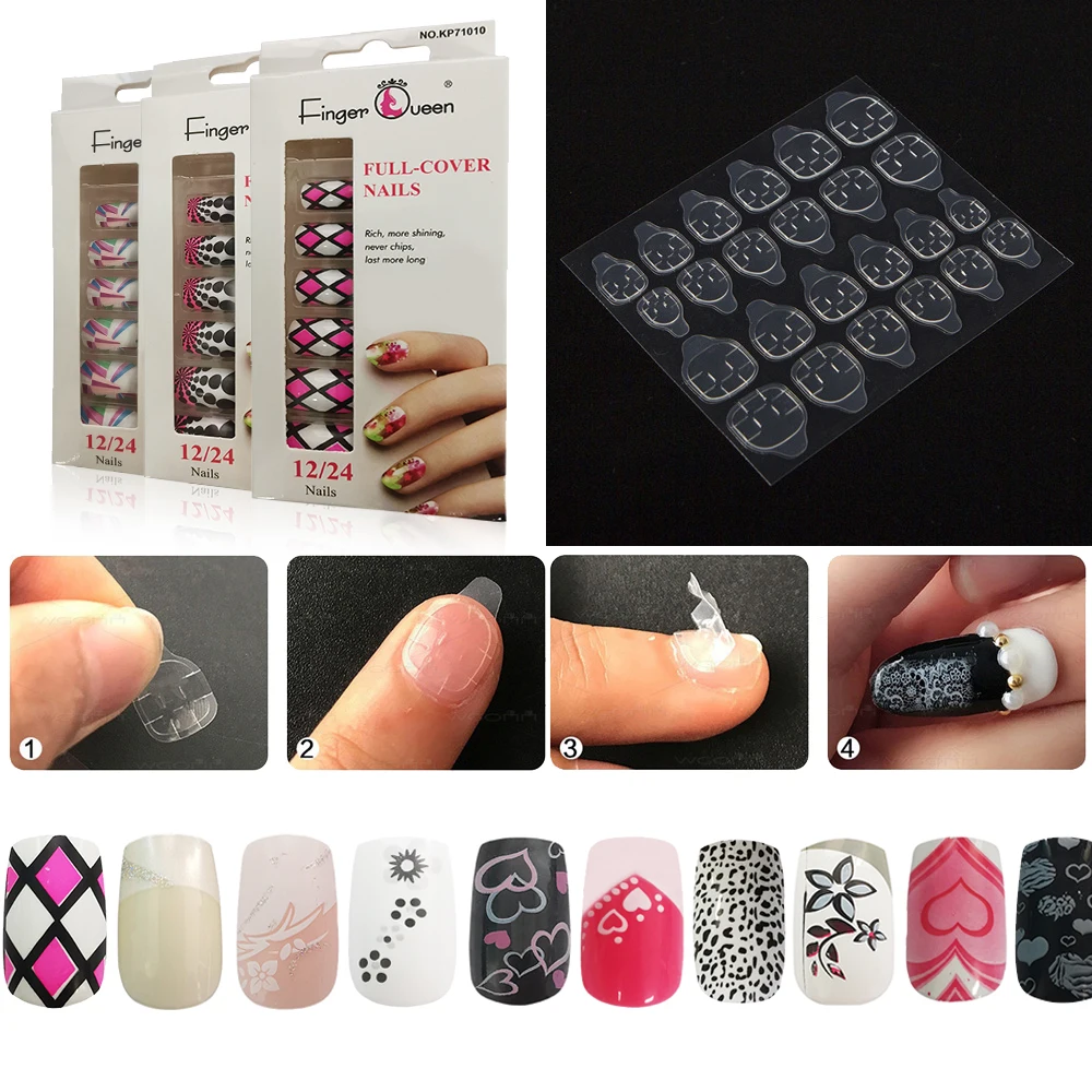 24 шт. несколько стилей французский накладные ногти для ног полного покрытия