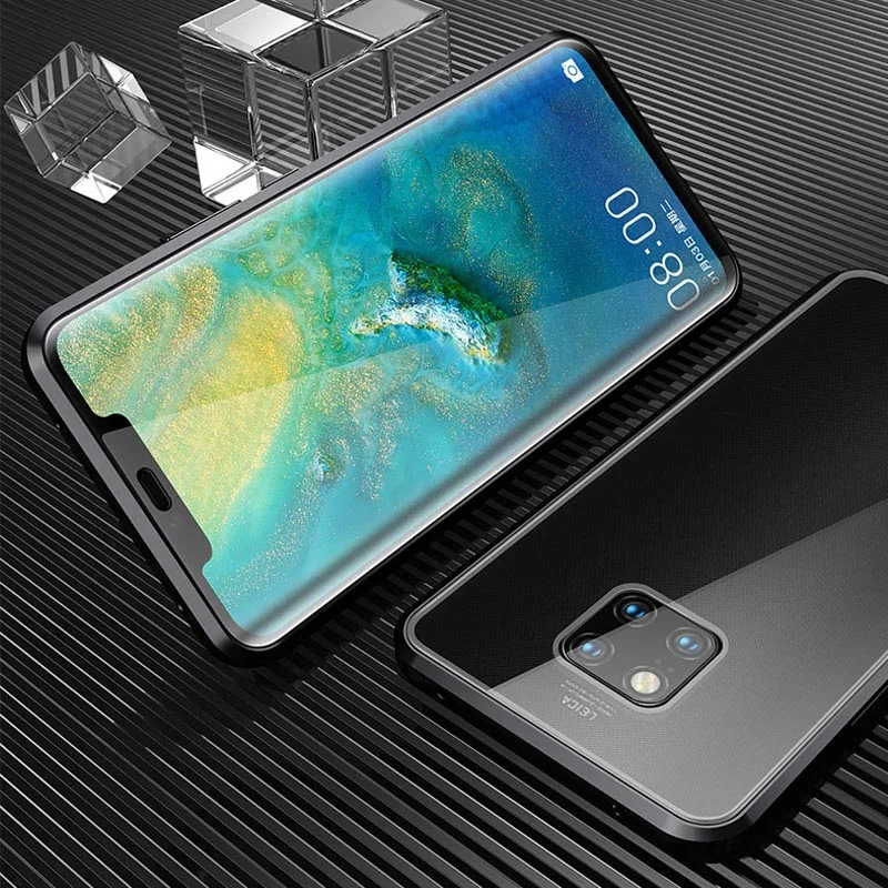 For Huawei P30 Pro Magnetic Case Front+Back double-sided Tempered Glass for Mate 20 P20 Metal Bumper |