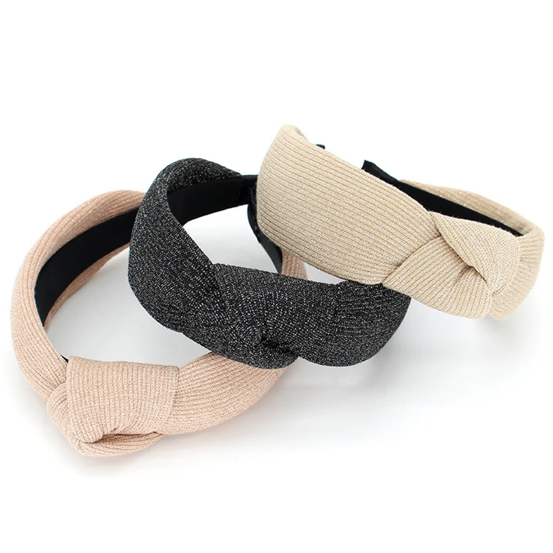 

Soild Color Headband Cross Knotted Hairband for Women Head Hoop Autumn Winter Stripe Hair Accessories Headwear