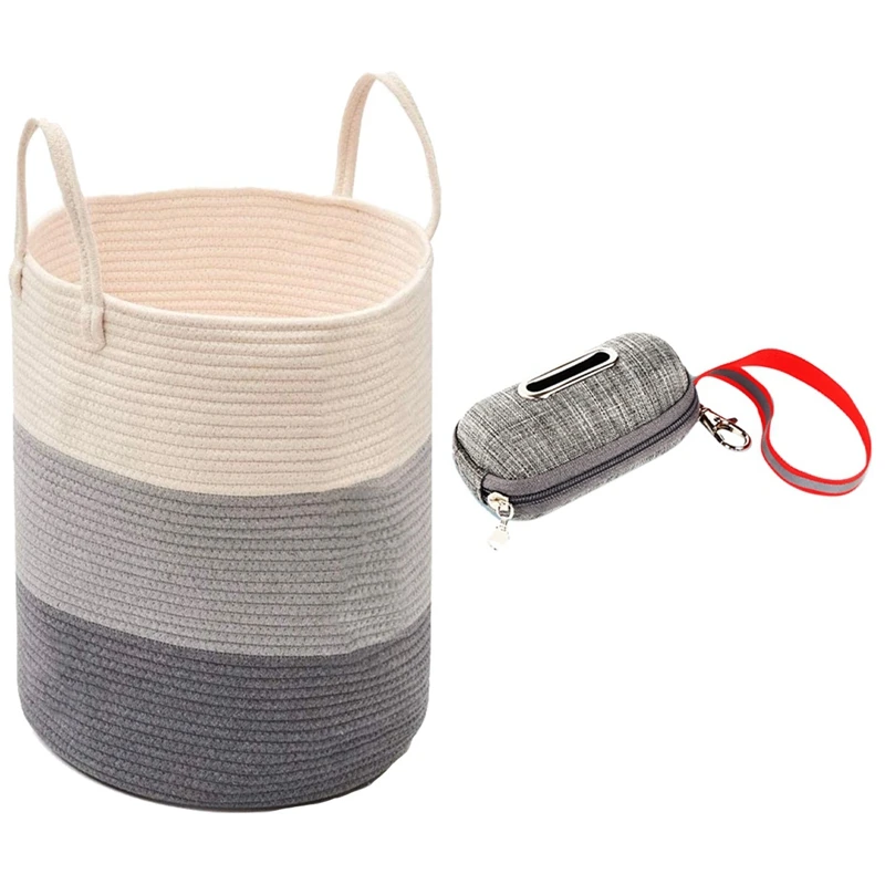 

Мягкая корзина для белья, 1 шт., плетеная хлопковая корзина для хранения с ручкой и 1 шт., разнообразные сумки для хранения