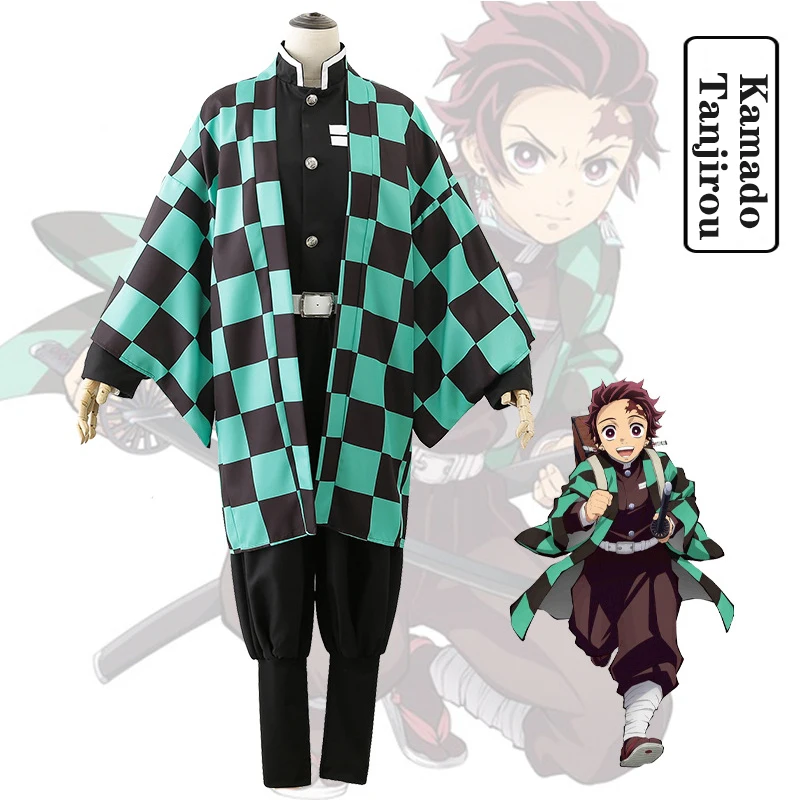 Аниме Kimetsu No Yaiba Demon Slayer Косплей Костюм Kamado Tanjirou кимоно зеленая униформа наряд