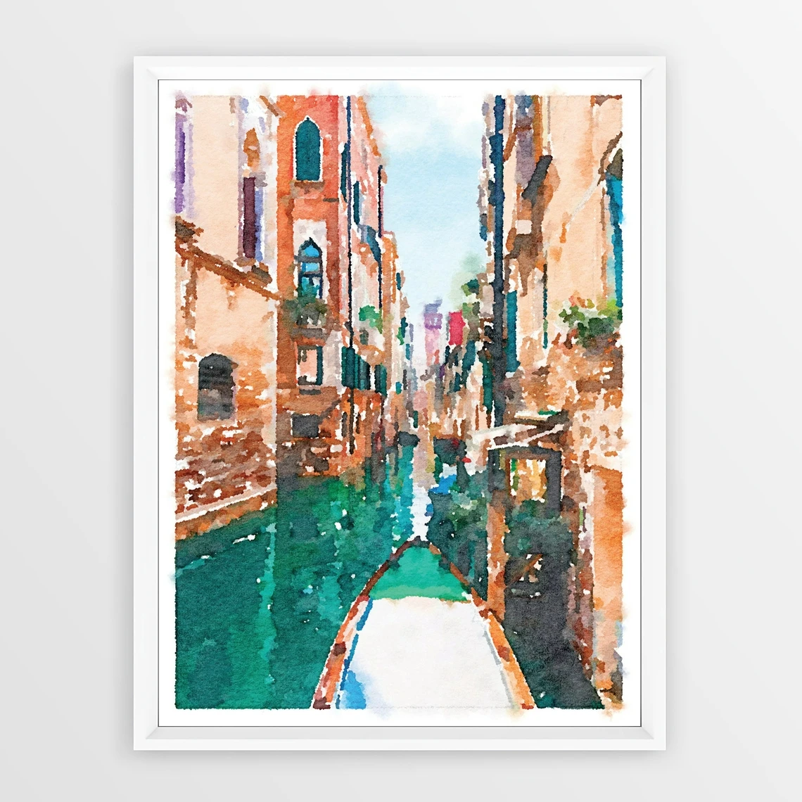 

Italy Print Venice Canal Wall Art, Gondola Italian Photography Painting Watercolor Decor Art Poster Minimalist Home Decor