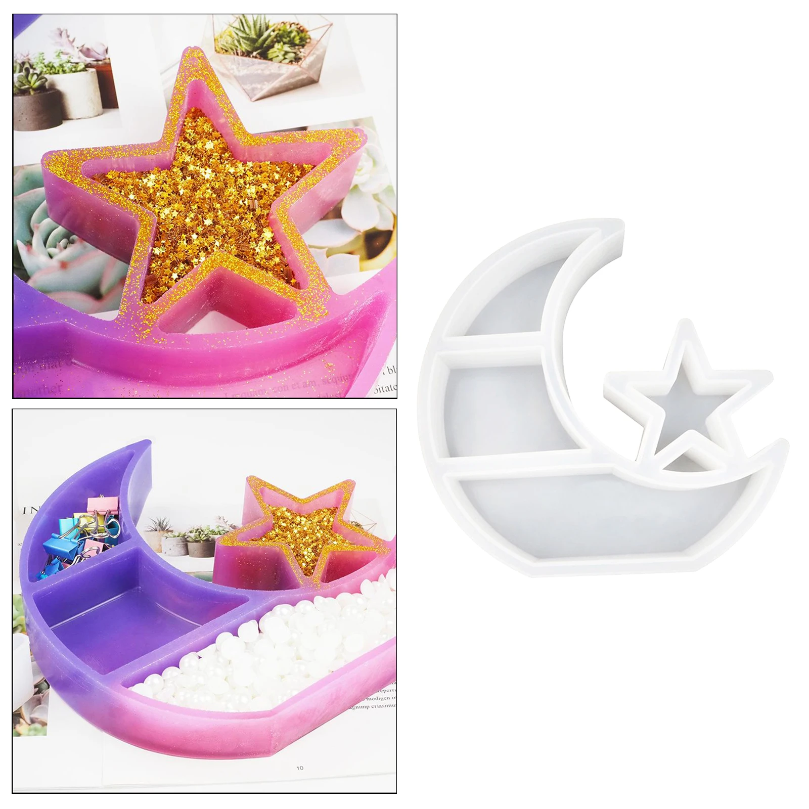 

Epoxy Resin Mold Handmade Moon Star Shaped DIY Jewelry Holder Clay Tool Kids