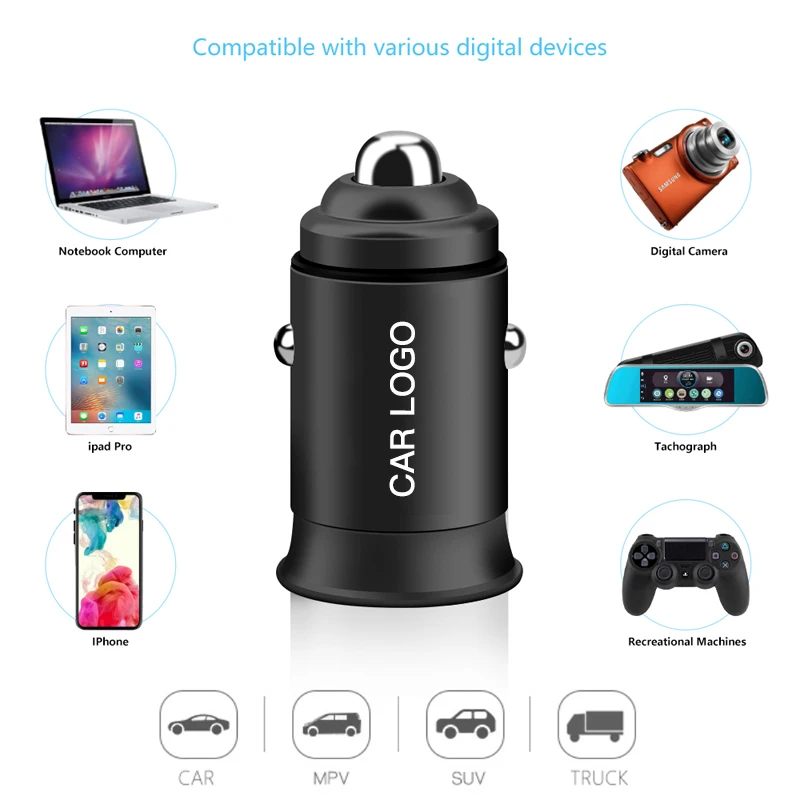 Автомобильное зарядное устройство 12 В с двумя usb портами 3.1A для быстрой зарядки