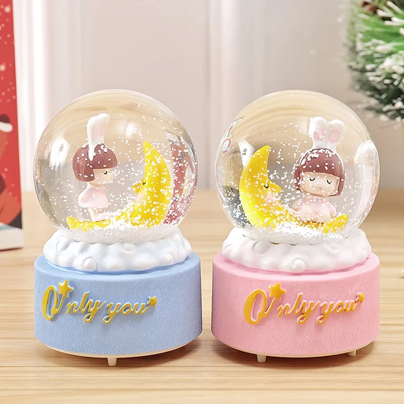 Красочные блестящие романтичные пары Девочки плавающий Снежинка музыкальная