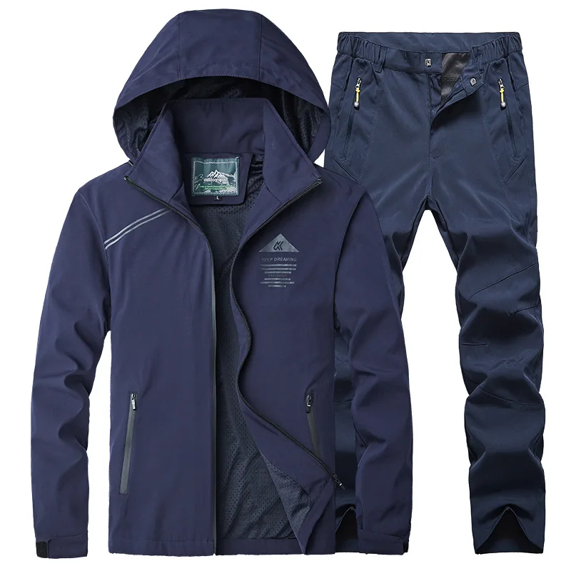 Уличная походная куртка и штаны для мужчин водонепроницаемый ветрозащитный
