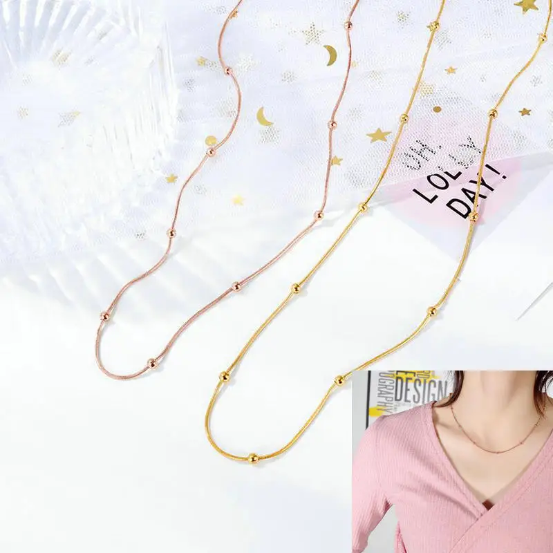 Для женщин ожерелье из нержавеющей стали нишу дизайн ins колье дикий круглые бусы