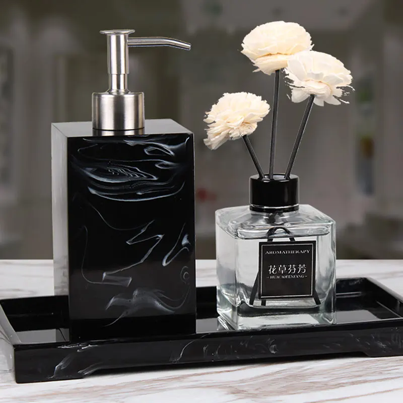 bathroom accessories ins popular imitation marble stripe resin hand sanitizer bottle shampoo dispenser lotion bottle for hotel free global shipping