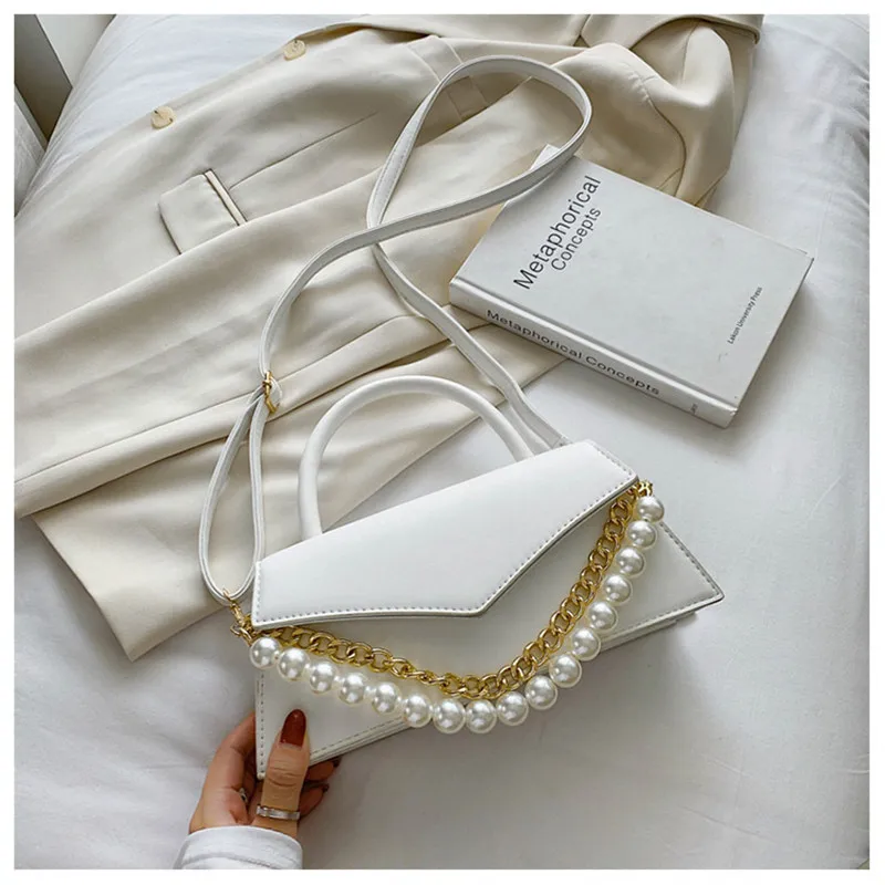 

2020 Fashion Pearl Handbags Women Designer PU Leather Crossbody Bags For Women Sac A Main Femme Shoulder Bag Lady Travel Flap