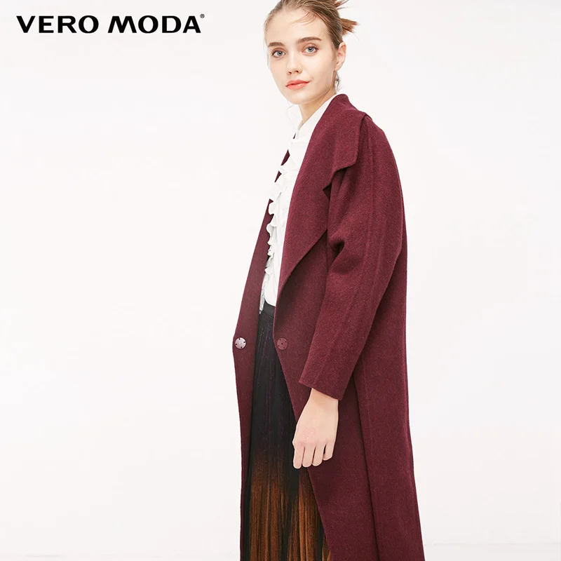 Vero Moda женское офисное пальто из чистой шерсти с нагрудным карманом на пуговицах | 318327556 - Цвет: Vino mel.