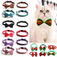 christmas velvet cat collar bowtie bowknot puppy chihuahua collars adjustable safety buckle cats bow tie pets accessories
