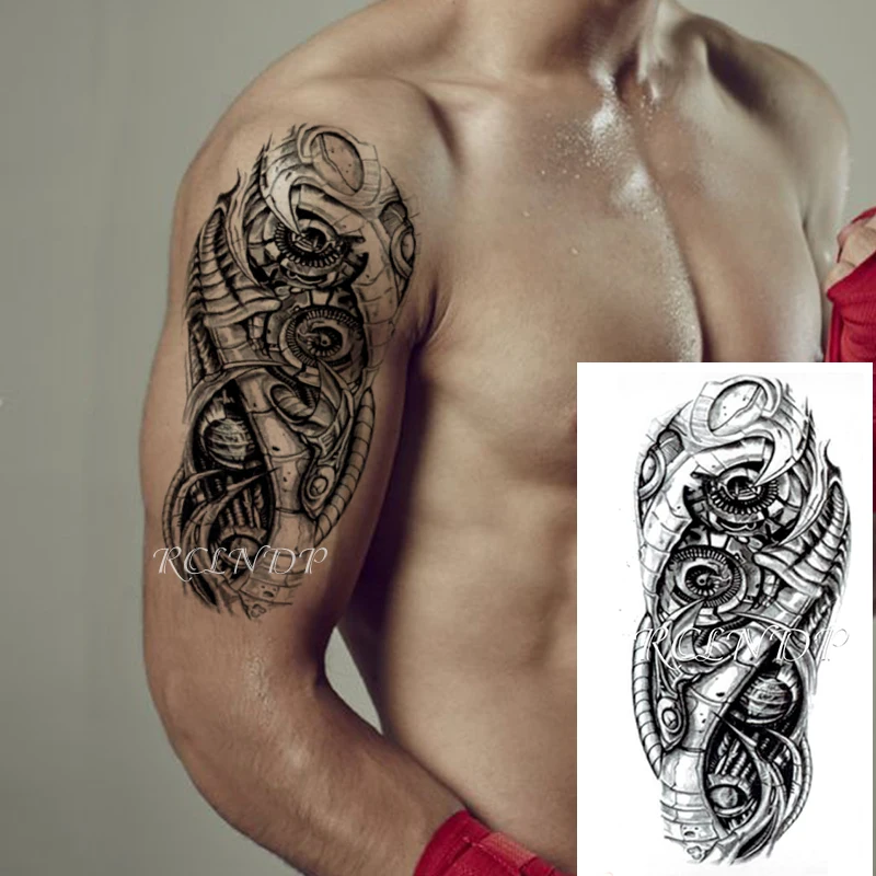 Waterproof Temporary Tattoo Sticker Totem Dark Gothic Mechanical Gear Creative Fake Tatoo Flash Tatto Arm Body Art for Women Men