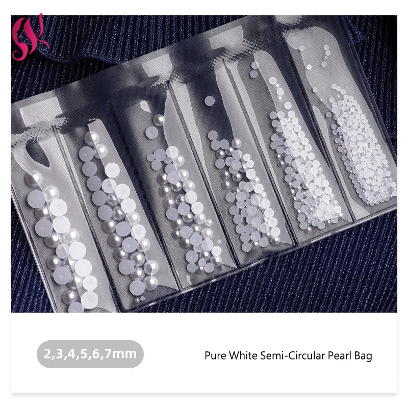 

Nail Art 3D White AB Semicircle-Pearl Petal Arylic Rhinestone Gems Decorations Manicure Makeup Tools DIY Bead Glitter Accessorie