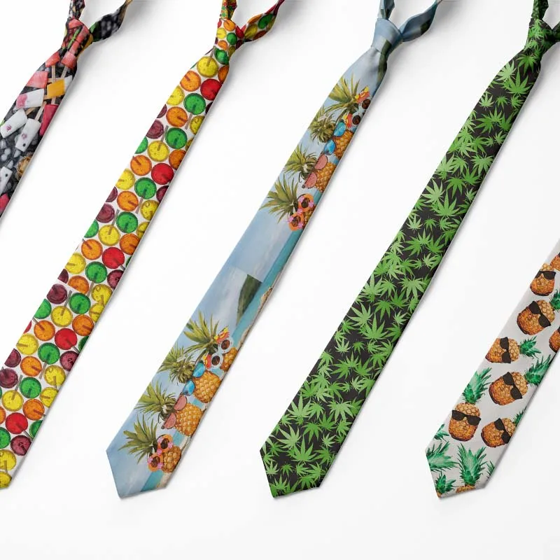 

Fashion Mens Tie Maple leaf food Paisley Neckties Polyester 8 cm Casual Gravata Printed Tie Business Casual Tie For Wedding