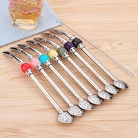new arrival stainless steel drinking straw spoon coffee yerba mate tea filter bar tools