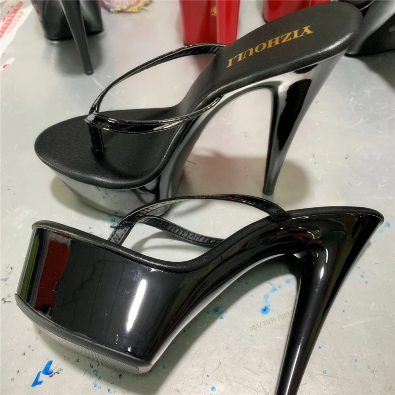 Модные башмачок принцессы высотой 15 см Пикантные лакированные туфли на высоком