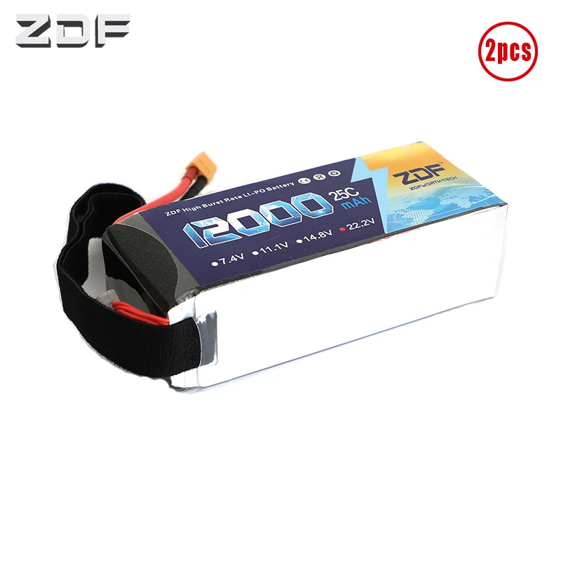 2 шт./партия ZDF 22,2 в 6S 12000 мАч 25C-50C RC Lipo батарея для самолета Вертолет Дрон БПЛА модель самолета защита растений машина