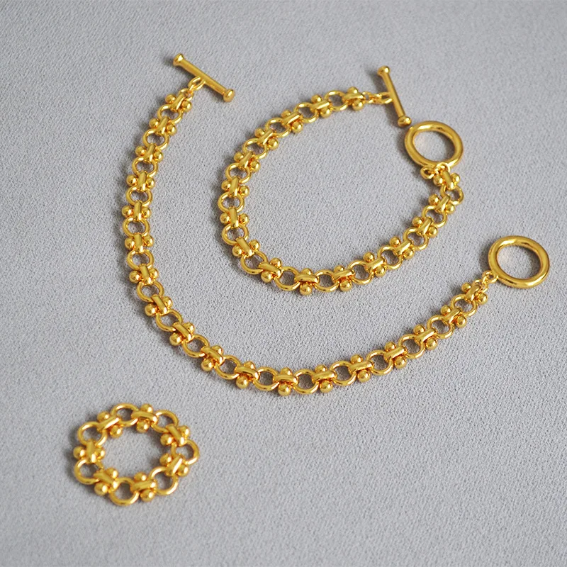 

Hand-Assembled Flower Chain Normcore Style Simple Fashion All-match Elegant OT Clip Bracelet Ring