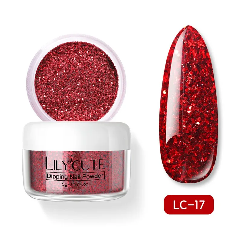 Holographic LC-17 LILYCUTE голографическое погружение ногтей Блеск порошок наборы градиентный французский порошок для ногтей цветной натуральный сухой пигмент для ногтей - Цвет: Holographic LC-17