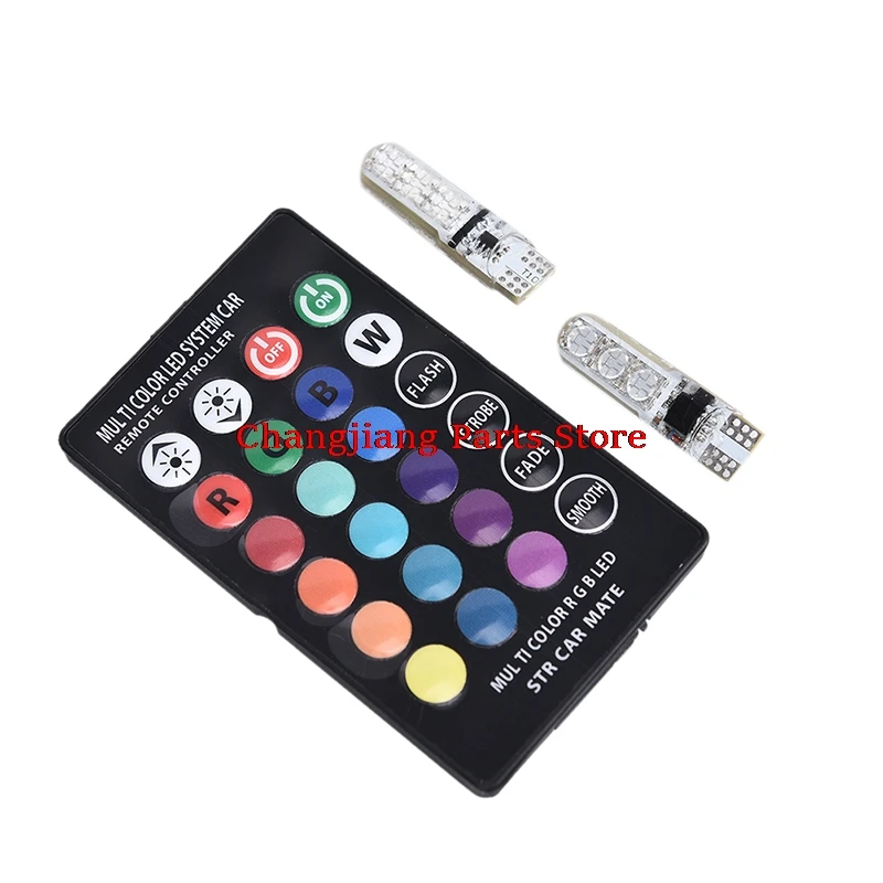 Автомобильный светодиодный T10 5050 6smd красочный с дистанционным Управление