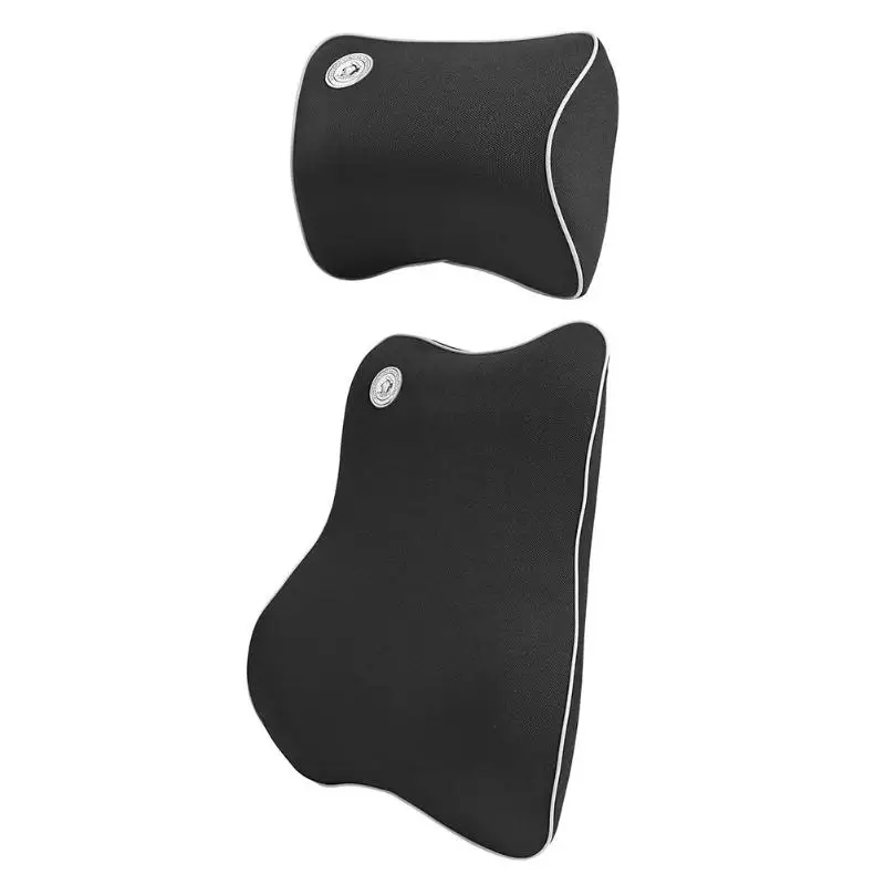 VODOOL 3D Memory Foam Автомобильная Подушка подголовник Подушка-подголовник для шеи поясничная подушка для поддержки спины Авто интерьерные аксессуары Новинка - Color Name: Set Black
