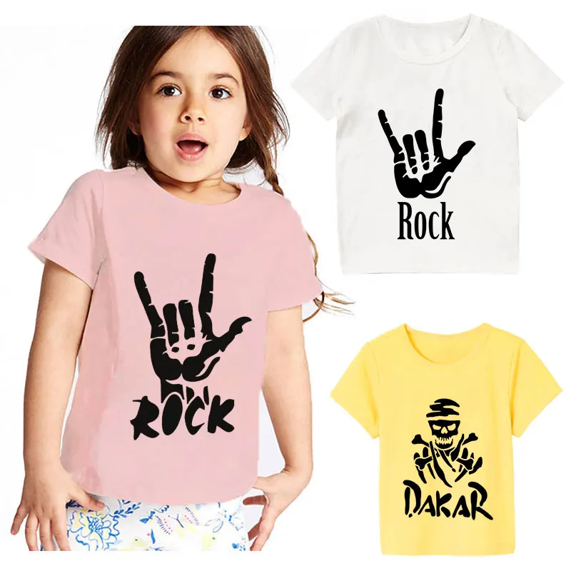 

Summer T-shirt Kids Cartoon Retro Skull Dancing Music Print Girls T Shirt boys Cute Clothes Girl Baby Tops Novelty Short Sleeve