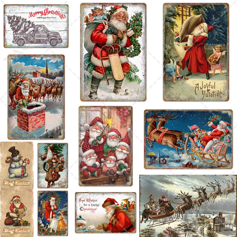 

Merry Christmas Vintage Tin Sign Metal Sign Wall Decor New Years Christmas Gift Home Sweet Home Sign Wall Decoration